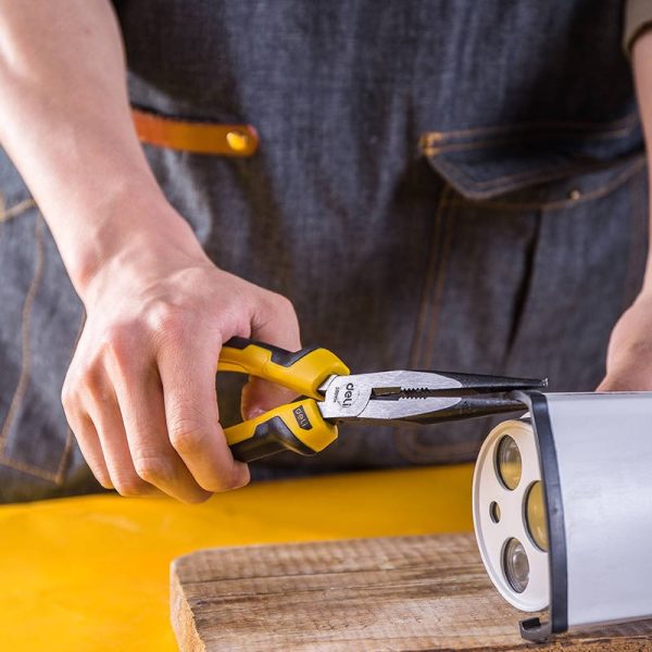 Long Nose Pliers 8" Deli Tools EDL2108 (yellow) - Image 3