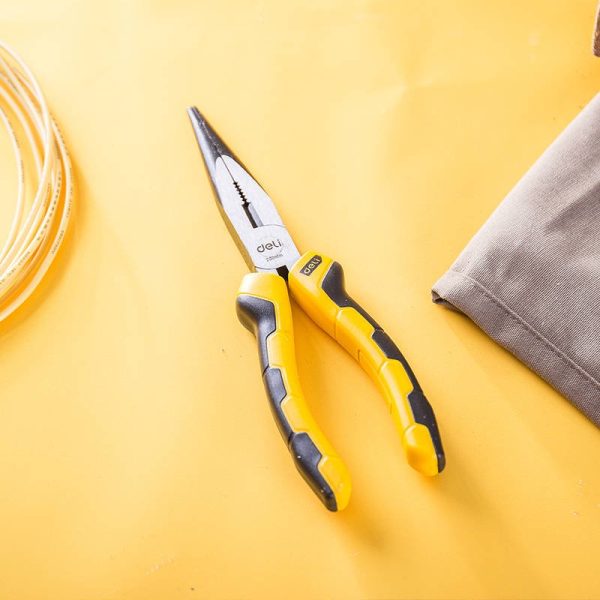 Long Nose Pliers 8" Deli Tools EDL2108 (yellow) - Image 4