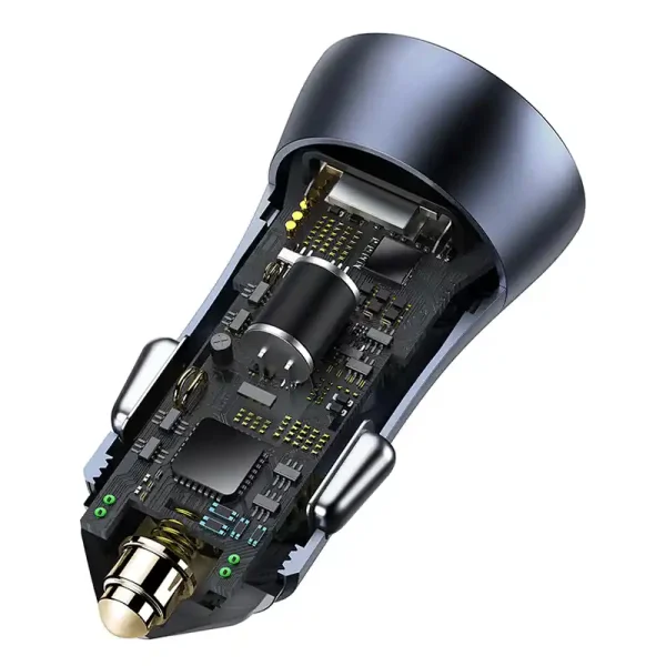Ładowarka samochodowa Baseus Golden Contactor Pro, USB + USB-C, QC4.0+, PD, SCP, 40W (szara) + kabel USB-C do iP 1m (czarny) - Image 5