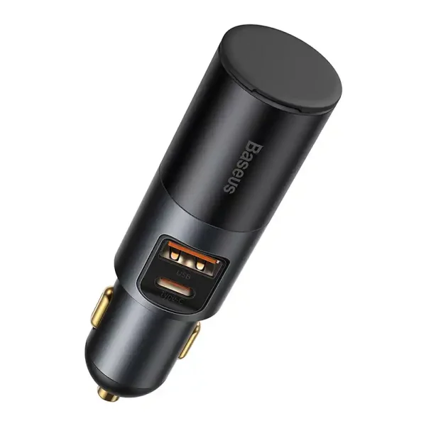 Baseus Share Together Fast Charge Car Charger with Cigarette Lighter Expansion Port, 2x USB, 120W (Gray) - Image 3