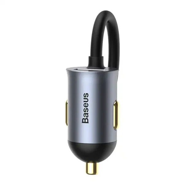 Car charger Baseus Share Together with extension cord, 3x USB, USB-C, 120W (grey) - Image 6