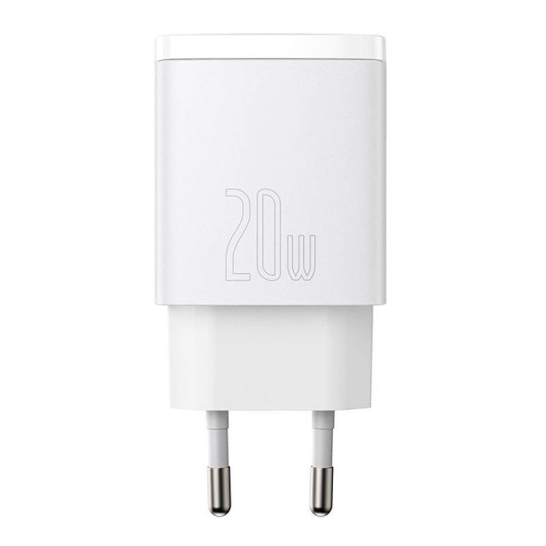 Baseus Compact Quick Charger, USB, USB-C, 20W (white) - Image 3