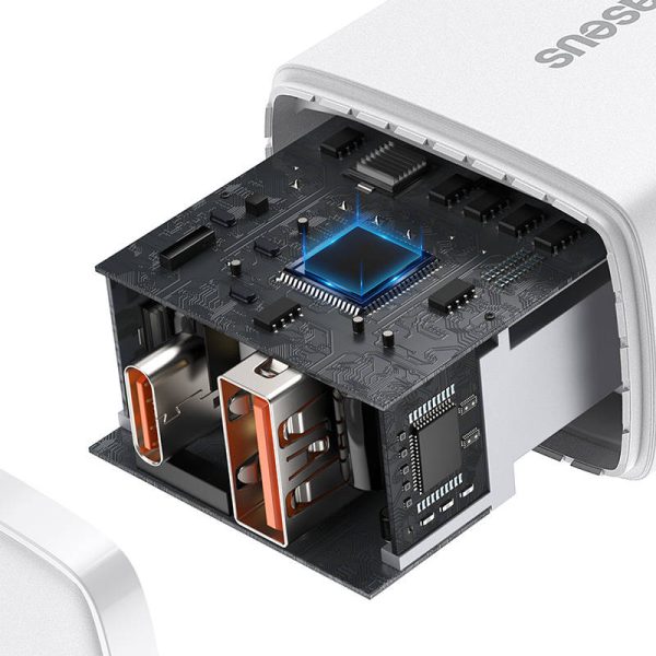 Baseus Compact Quick Charger, USB, USB-C, 20W (white) - Image 5