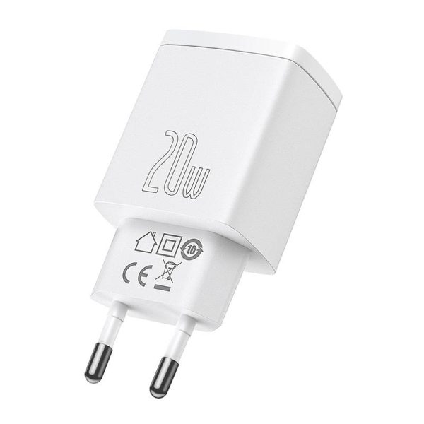 Baseus Compact Quick Charger, USB, USB-C, 20W (white) - Image 6