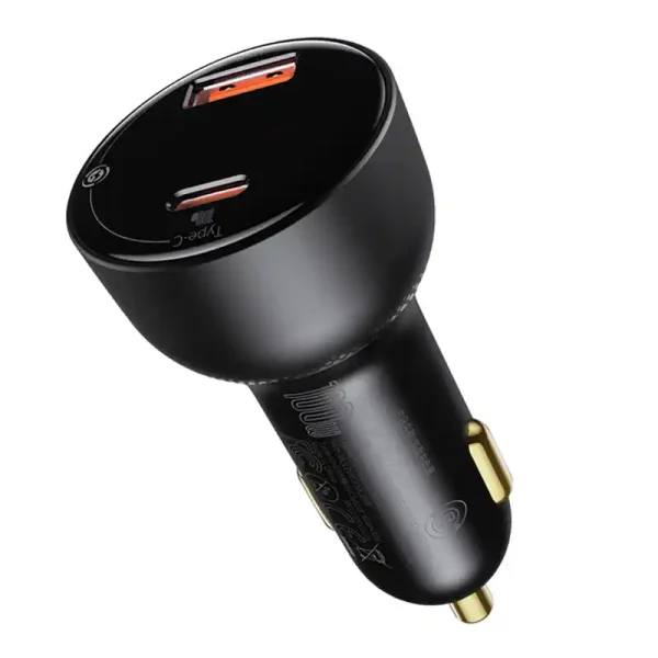 Car charger Baseus Superme, USB, USB-C, 100W (black) - Image 3