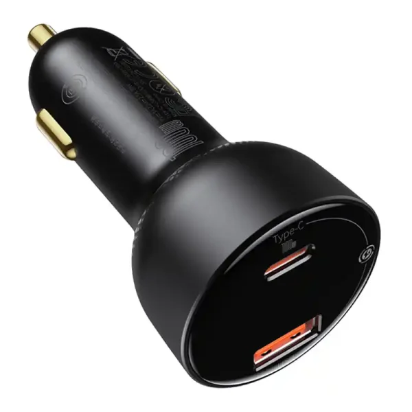 Car charger Baseus Superme, USB, USB-C, 100W (black) - Image 2