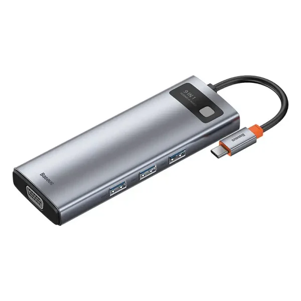 Hub 9in1 Baseus Metal Gleam Series, USB-C to 3x USB 3.0 + HDMI + USB-C PD + Ethernet RJ45 + microSD/SD + VGA - Image 5