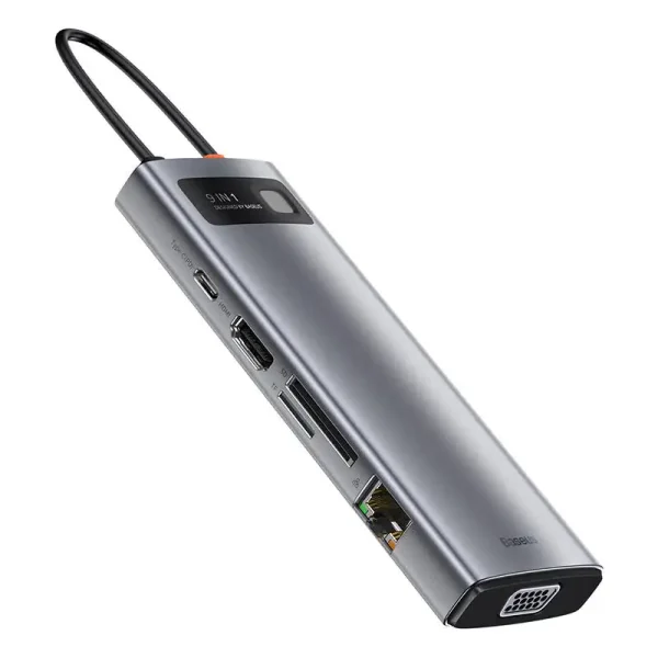 Hub 9in1 Baseus Metal Gleam Series, USB-C to 3x USB 3.0 + HDMI + USB-C PD + Ethernet RJ45 + microSD/SD + VGA - Image 6