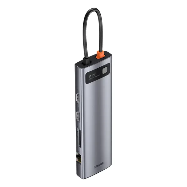 Hub 11in1 Baseus Metal Gleam Series, USB-C to 3x USB 3.0 + 2x HDMI + USB-C PD + Ethernet RJ45 + microSD/SD + VGA + AUX - Image 4