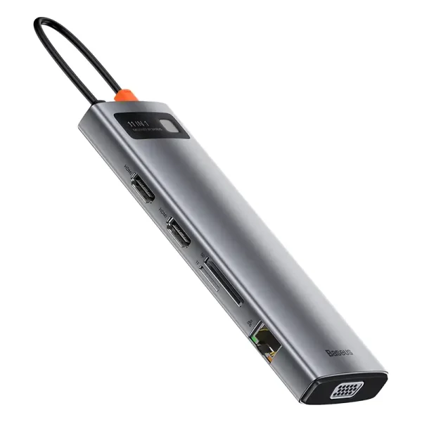 Hub 11in1 Baseus Metal Gleam Series, USB-C to 3x USB 3.0 + 2x HDMI + USB-C PD + Ethernet RJ45 + microSD/SD + VGA + AUX - Image 3