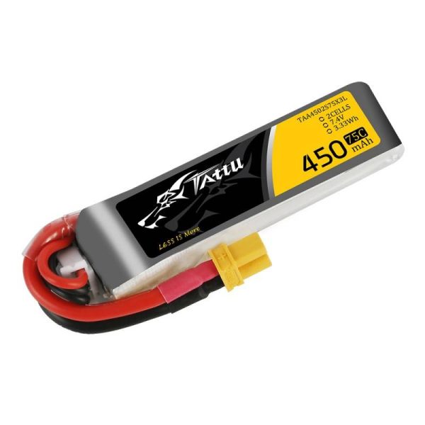 Battery Tattu 450mAh 7.4V 75C 2S1P Long XT30 - Image 2
