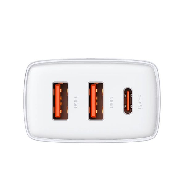 Ładowarka sieciowa Baseus Compact Quick Charger, 2xUSB, USB-C, PD, 3A, 30W (biała) — изображение 5