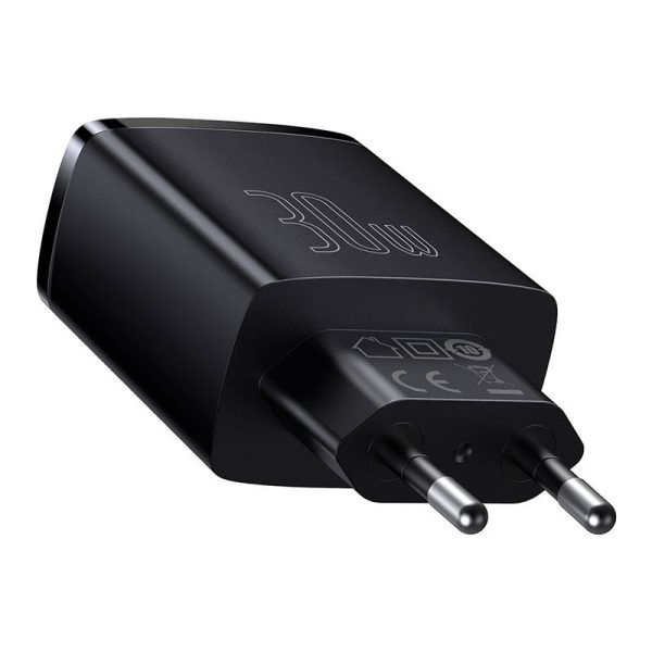 Charger Baseus Compact Quick Charger, 2xUSB, USB-C, PD, 3A, 30W (czarna) - Image 2