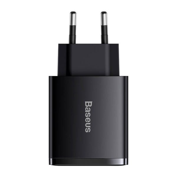 Charger Baseus Compact Quick Charger, 2xUSB, USB-C, PD, 3A, 30W (czarna) - Image 4