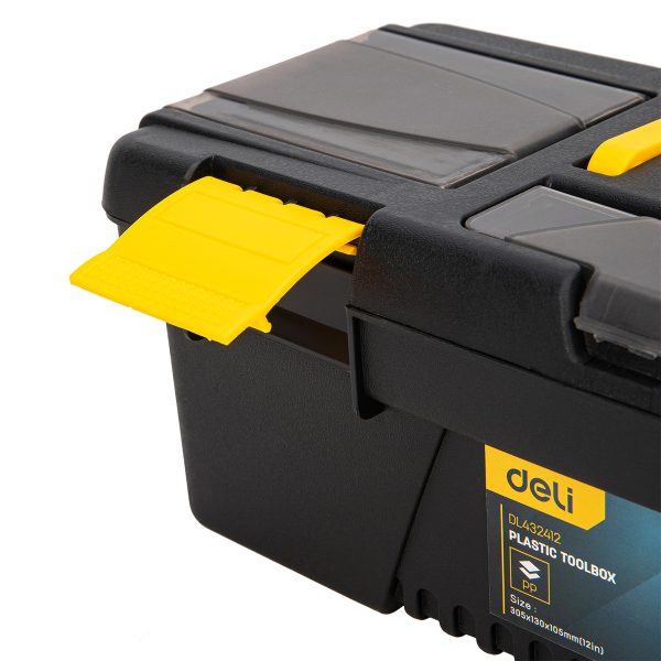 Plastic Tool Box Deli Tools EDL432412, 12'' (yellow) - Image 3