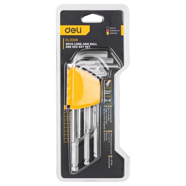 Long Hex Key Sets 1.5-10mm Deli Tools EDL3088 (silver) - Image 3
