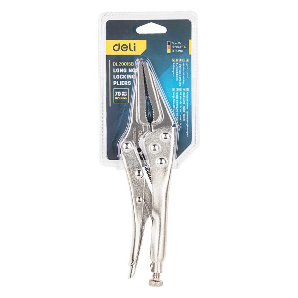 Long Nose Locking Pliers 9" Deli Tools EDL20015B (silver) - Image 5