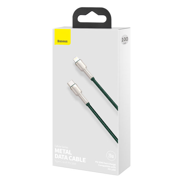 USB-C cable for Lightning Baseus Cafule, PD, 20W, 1m (green) — изображение 6
