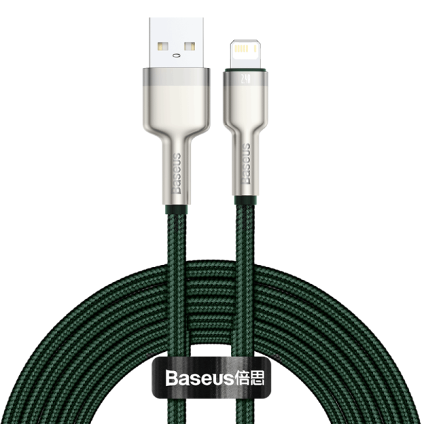 USB cable for Lightning Baseus Cafule, 2.4A, 2m (green) - Image 2