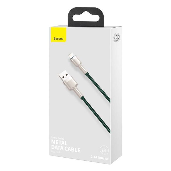 USB cable for Lightning Baseus Cafule, 2.4A, 2m (green) - Image 6