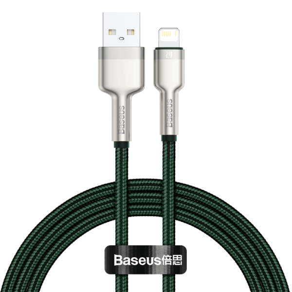 USB cable for Lightning Baseus Cafule, 2.4A, 1m (green) - Image 2