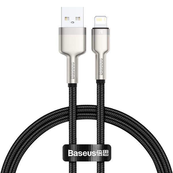 USB cable for Lightning Baseus Cafule, 2.4A, 0,25m (black) - Image 2