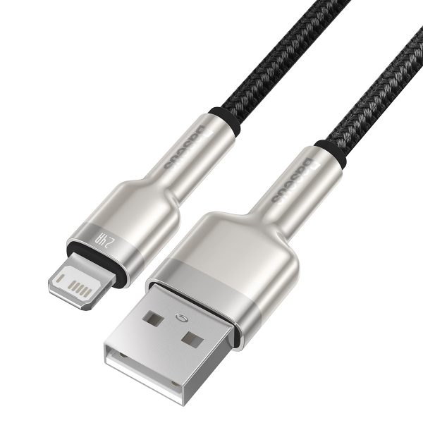 USB cable for Lightning Baseus Cafule, 2.4A, 0,25m (black) - Image 3