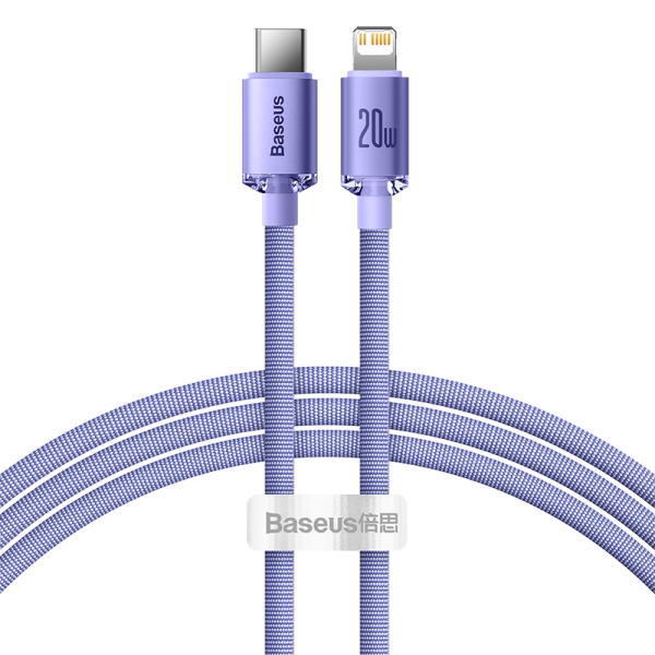 Baseus Crystal Shine cable USB-C to Lightning, 20W, PD, 1.2m (purple) - Image 2