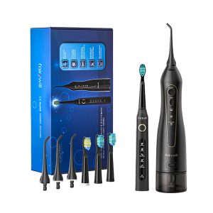 Sonic toothbrush with tip set and FairyWill FW-507+FW-5020E irrigator (black)