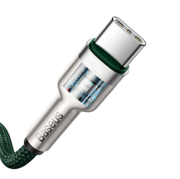 Cable USB-C to USB-C Baseus Cafule, 100W, 2m (green) - Image 4