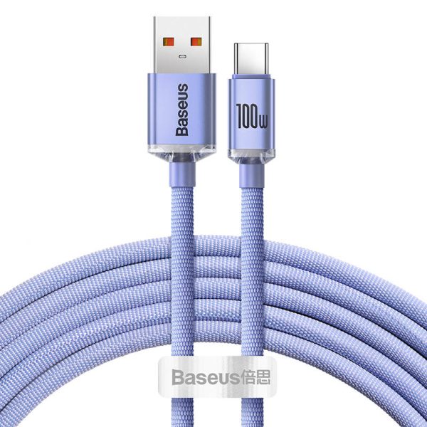 Baseus Crystal Shine cable USB to USB-C, 5A, 1.2m (purple) - Image 2