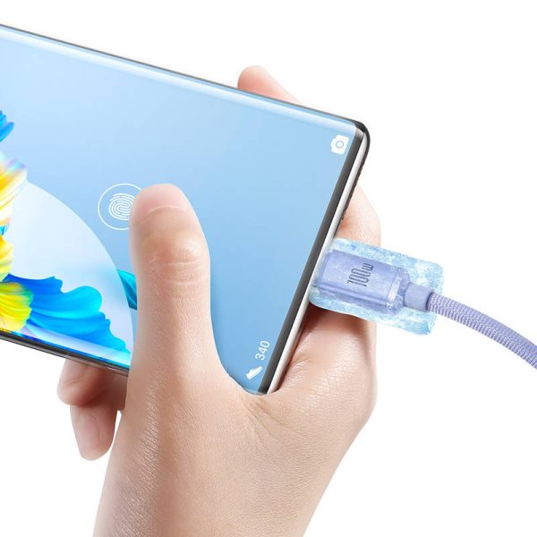 Baseus Crystal Shine cable USB to USB-C, 5A, 1.2m (purple) - Image 3
