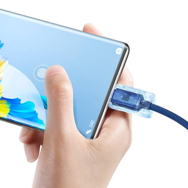 Baseus Crystal Shine cable USB to USB-C, 100W, 2m (blue) - Image 3