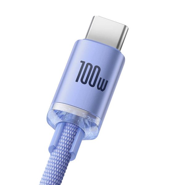 Baseus Crystal Shine cable USB to USB-C, 100W, 2m (purple) - Image 4