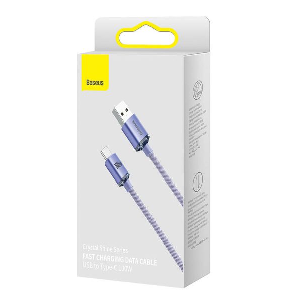 Baseus Crystal Shine cable USB to USB-C, 100W, 2m (purple) - Image 6
