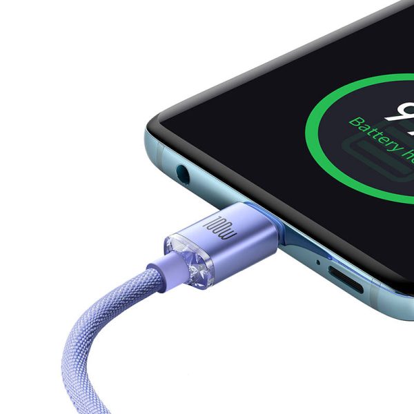 Baseus Crystal Shine cable USB-C to USB-C, 100W, 1.2m (purple) - Image 3