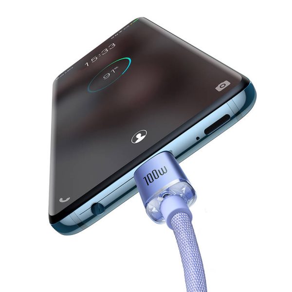 Baseus Crystal Shine cable USB-C to USB-C, 100W, 2m (purple) - Image 6