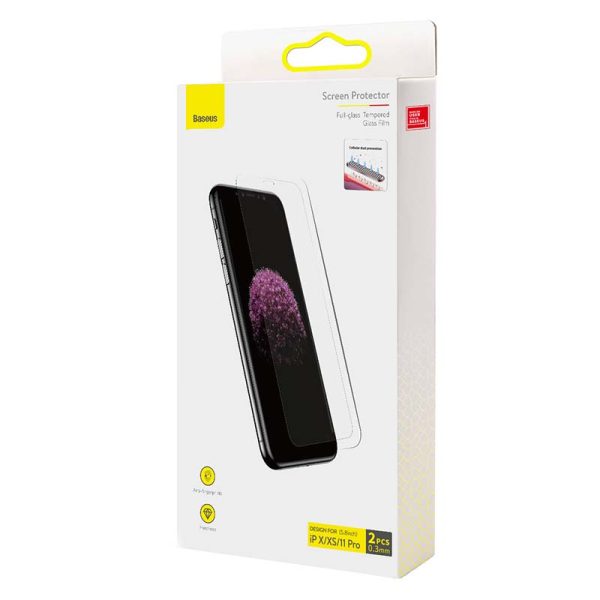 Baseus 0.3mm Full-glass Tempered Glass Film(2pcs pack) for iPhone X/XS/11 Pro 5.8inch - Image 6