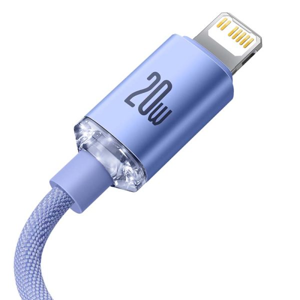 Baseus Crystal cable USB-C to Lightning, 20W, PD, 2m (violet) - Image 4