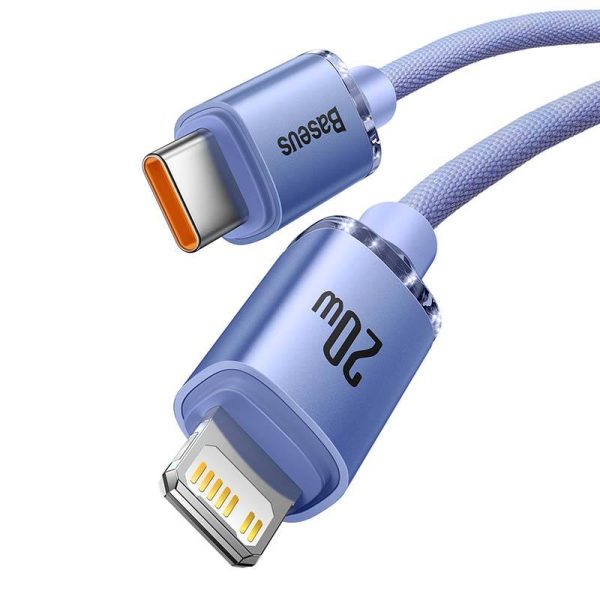 Baseus Crystal cable USB-C to Lightning, 20W, PD, 2m (violet) - Image 3