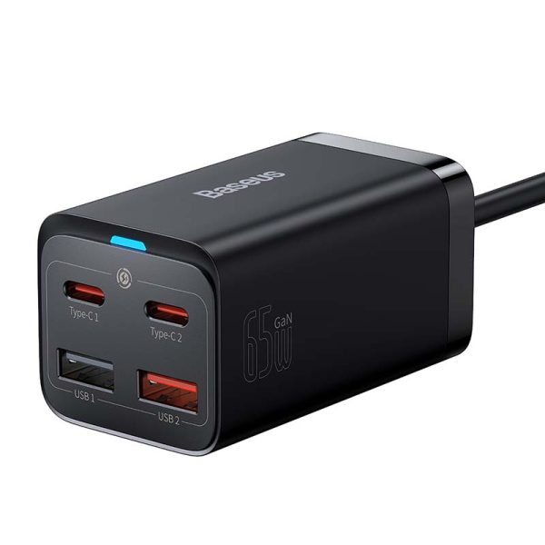 Quick Charger Baseus GaN3 Pro, 2x USB-C, 2x USB, 65W (black) — изображение 2