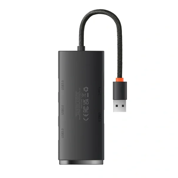 Baseus Lite Series Hub 4in1 USB to 4x USB 3.0, 25cm (Black) - Image 2