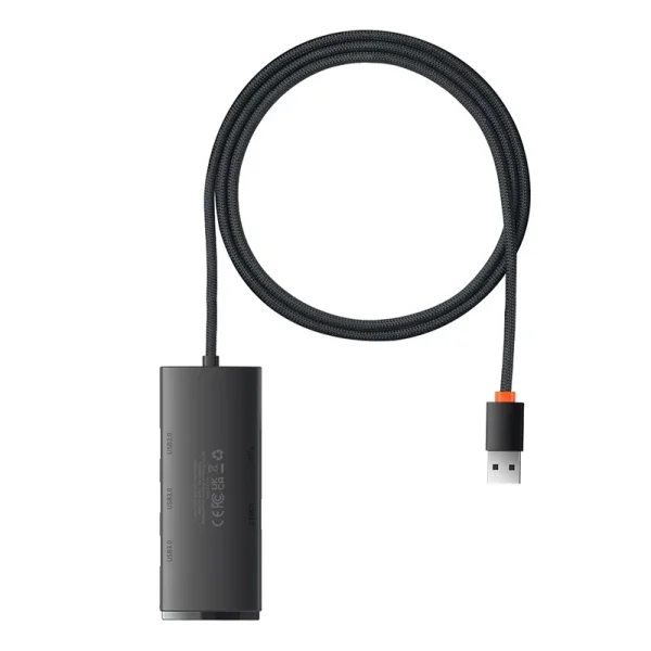 Hub 4in1 Baseus Lite Series USB to 4x USB 3.0, 1m (Black) - Image 2