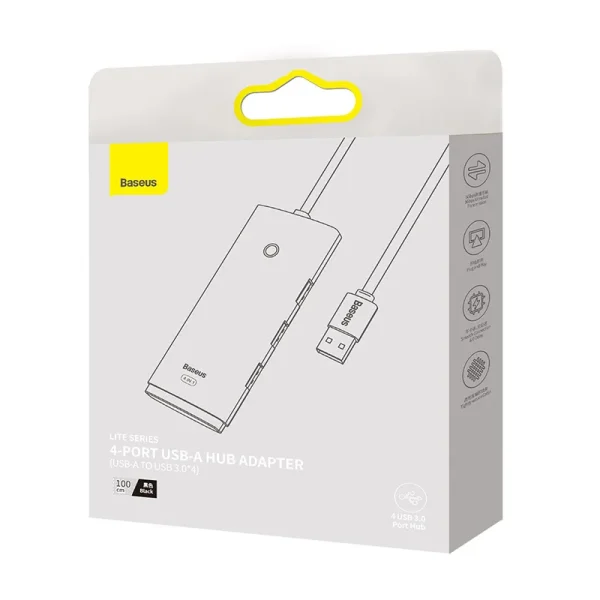 Hub 4in1 Baseus Lite Series USB to 4x USB 3.0, 1m (Black) - Image 6