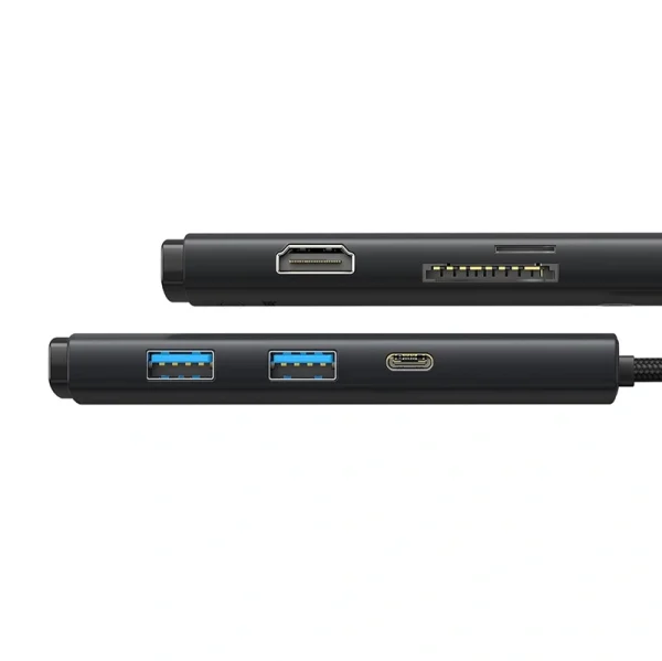 Baseus Lite Series Hub 6w1 USB-C to 2x USB 3.0 + USB-C + HDMI + SD/TF (black) - Image 4