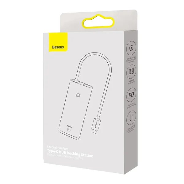 Hub 6w1 Baseus Lite Series USB-C to 2x USB 3.0 + USB-C PD + HDMI + SD/TF (black) - Image 6