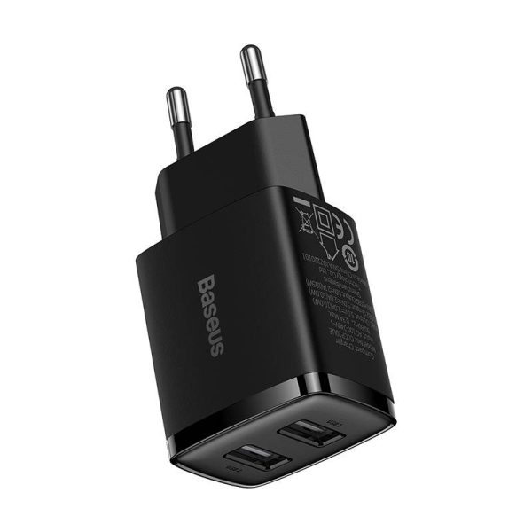 Baseus Compact Quick Charger, 2x USB, 10.5W (black) - Image 3
