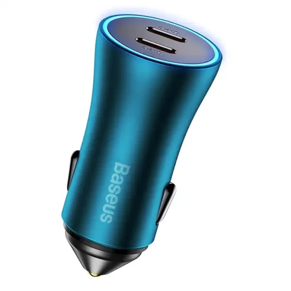 Baseus Golden Contactor Pro car charger, 2x USB-C, 40W (blue) - Image 2