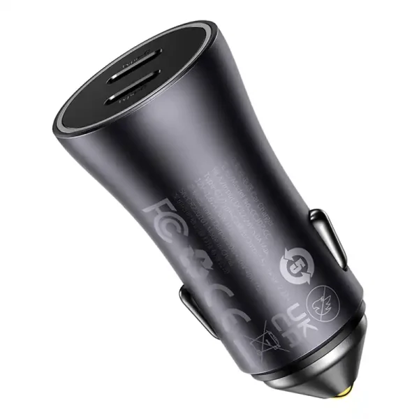 Baseus Golden Contactor Pro car charger, 2x USB-C, 40W (Dark Gray) - Image 5