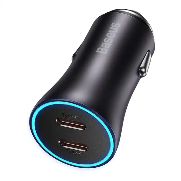 Baseus Golden Contactor Pro car charger, 2x USB-C, 40W (Dark Gray) - Image 2